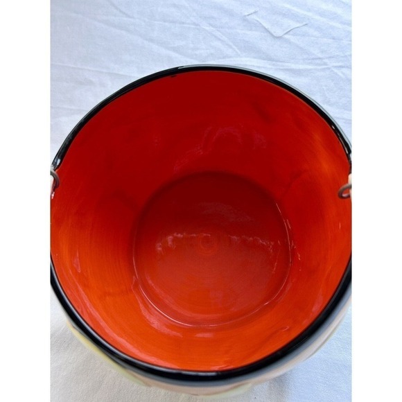 Vintage Halloween Candy Corn 10 X7 Ceramic Treat Bucket Pail Ghost Home Decor - Picture 6 of 7